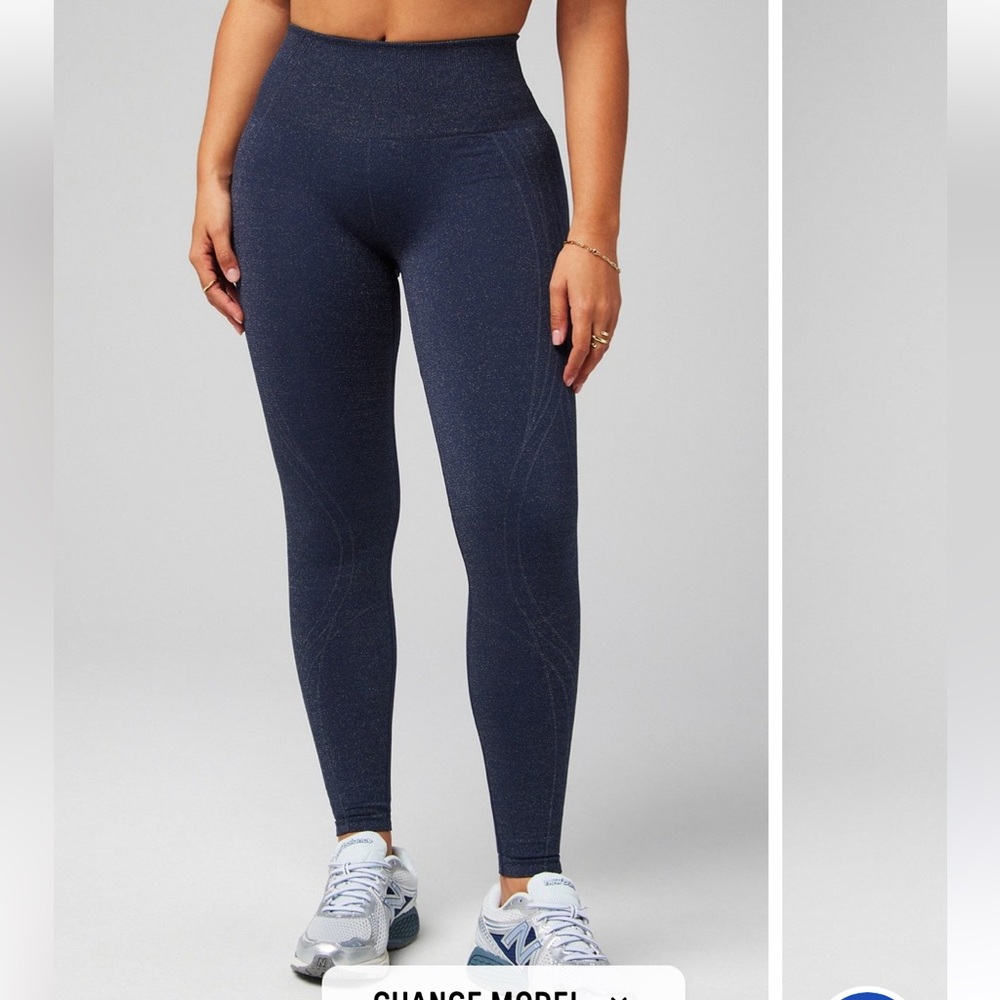 Fabletics High Waisted Black Sparkle Seamless Lurex Leggings XS